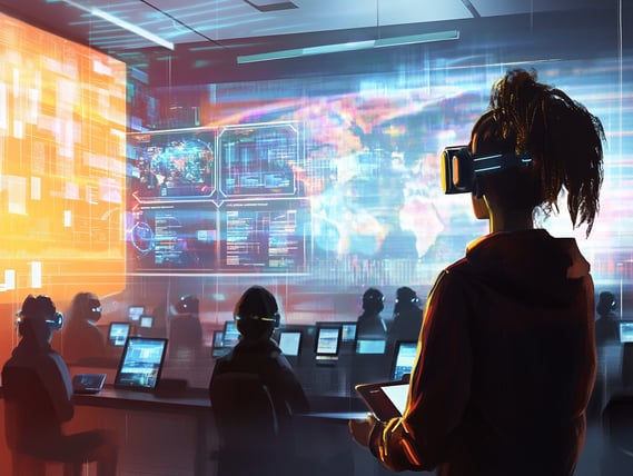 Virtual reality education classroom